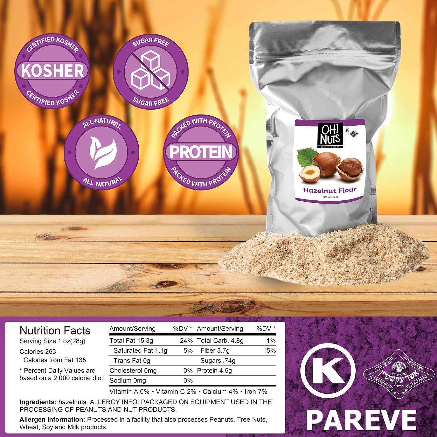 Oh! Nuts Flour | Fresh Flour in Resealable Bulk Bag | Healthy Flour for Baking